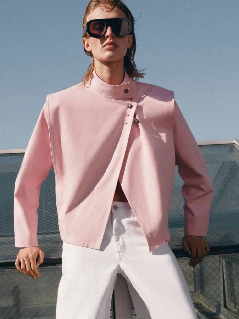 Zara ZW collection buttoned wrap jacket
